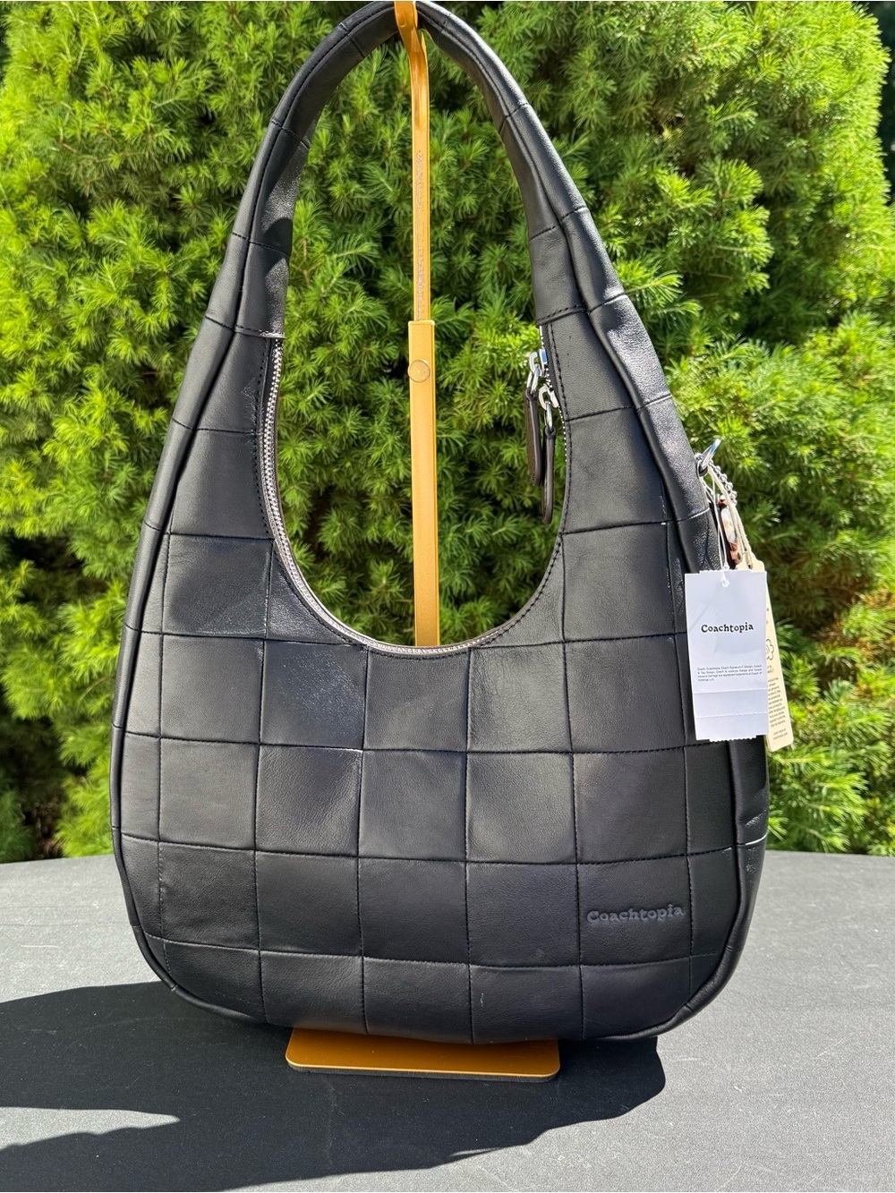 Coachtopia Alter Ego Black Quilted  Crescent Leather Shoulder Bag